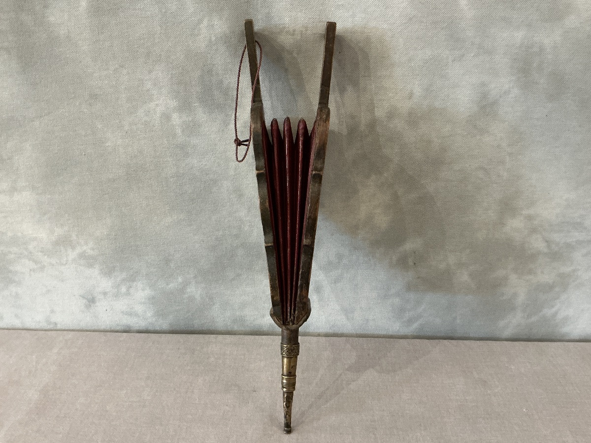 Antique Early 19th Century Carved Wood Fireplace Bellows-photo-4