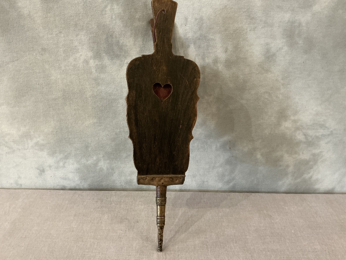 Antique Early 19th Century Carved Wood Fireplace Bellows-photo-2