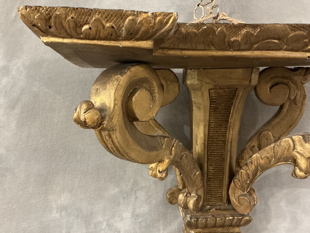 Console murale en bois doré d’époque fin 19 ème -photo-1