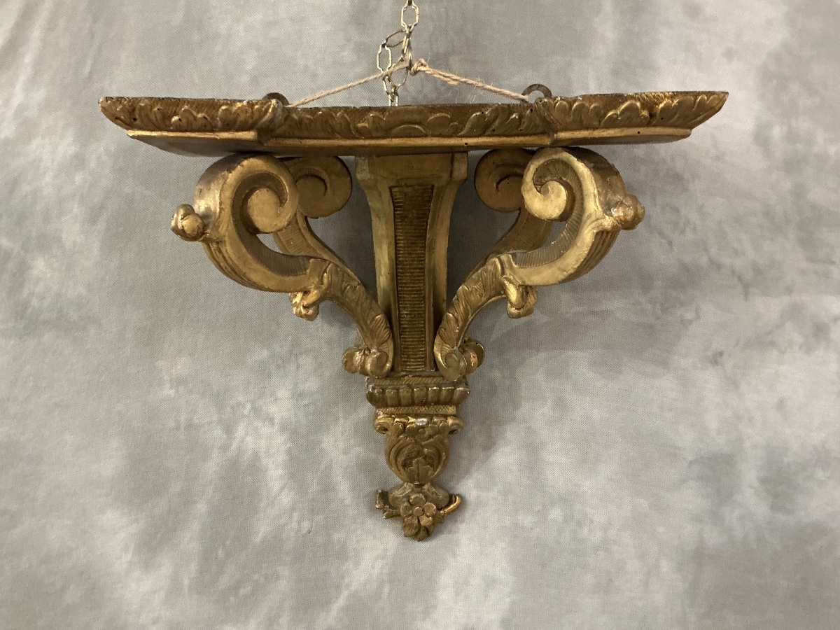 Console murale en bois doré d’époque fin 19 ème 