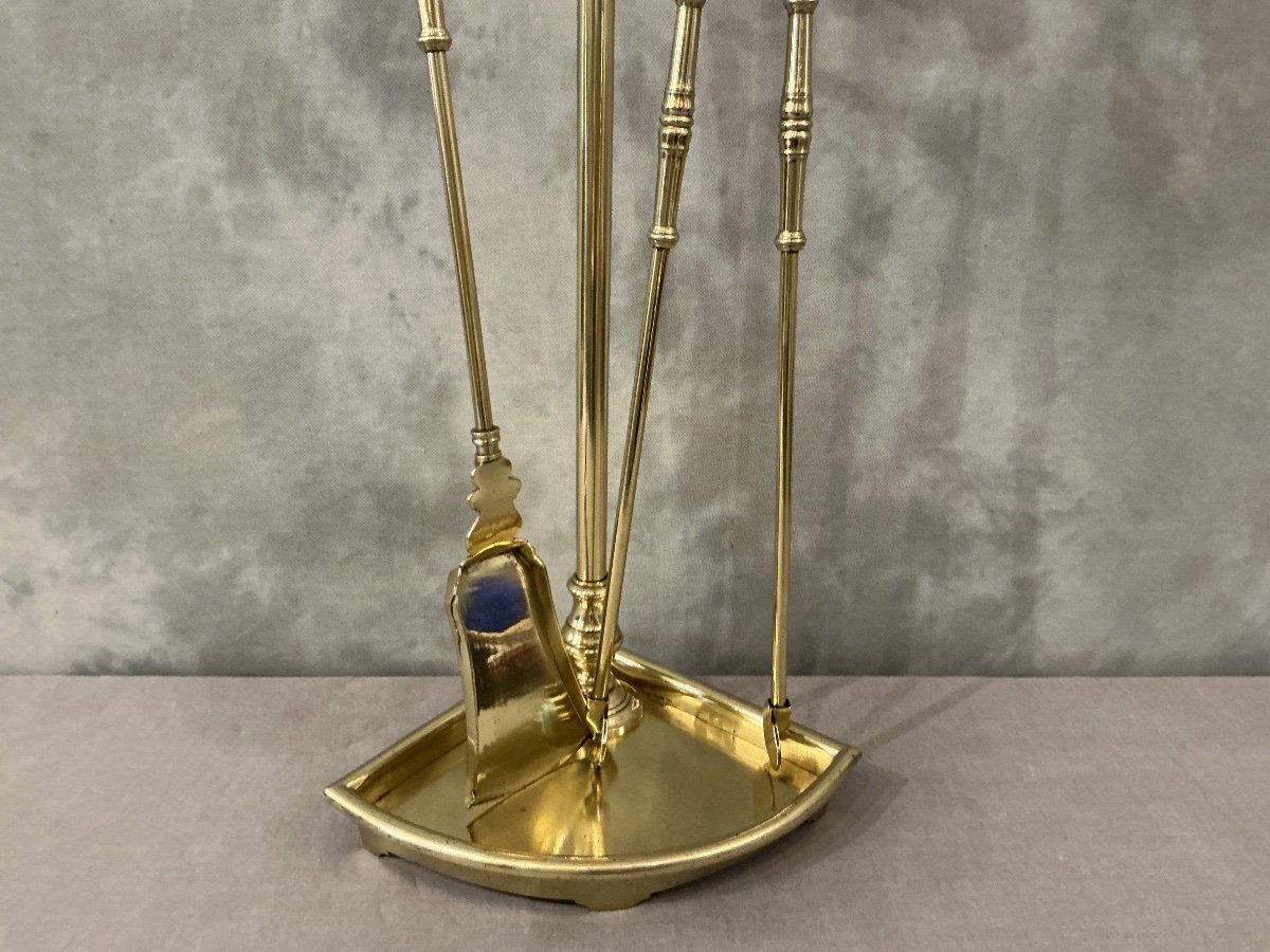Antique Brass Fireplace Set From The 19th Century (charles X Period) -photo-2