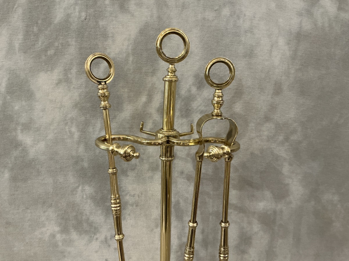 Antique Brass Fireplace Set From The 19th Century (charles X Period) -photo-1