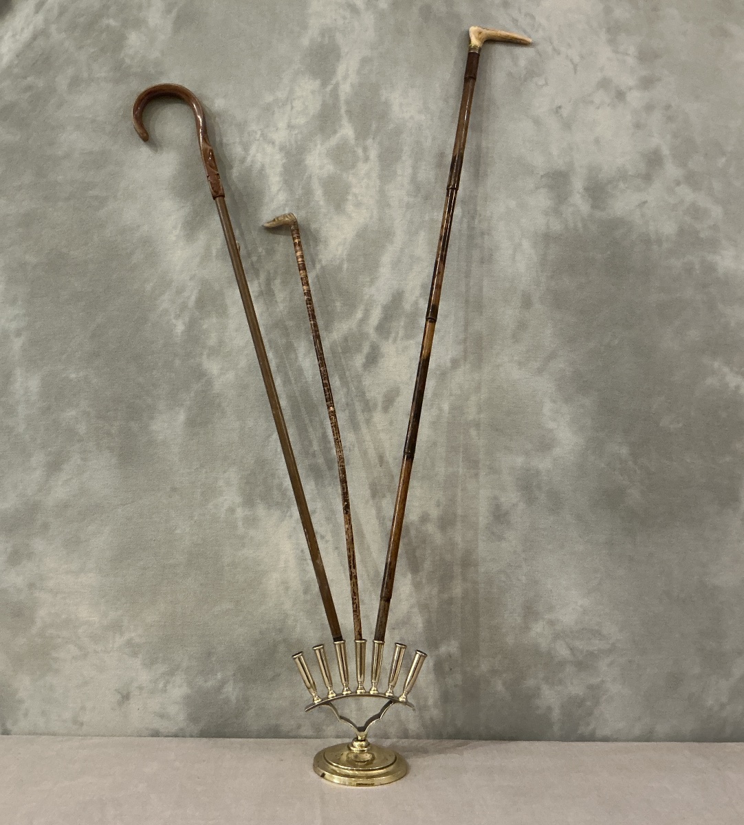 Antique Brass Cane Holder From The 19th Century -photo-2