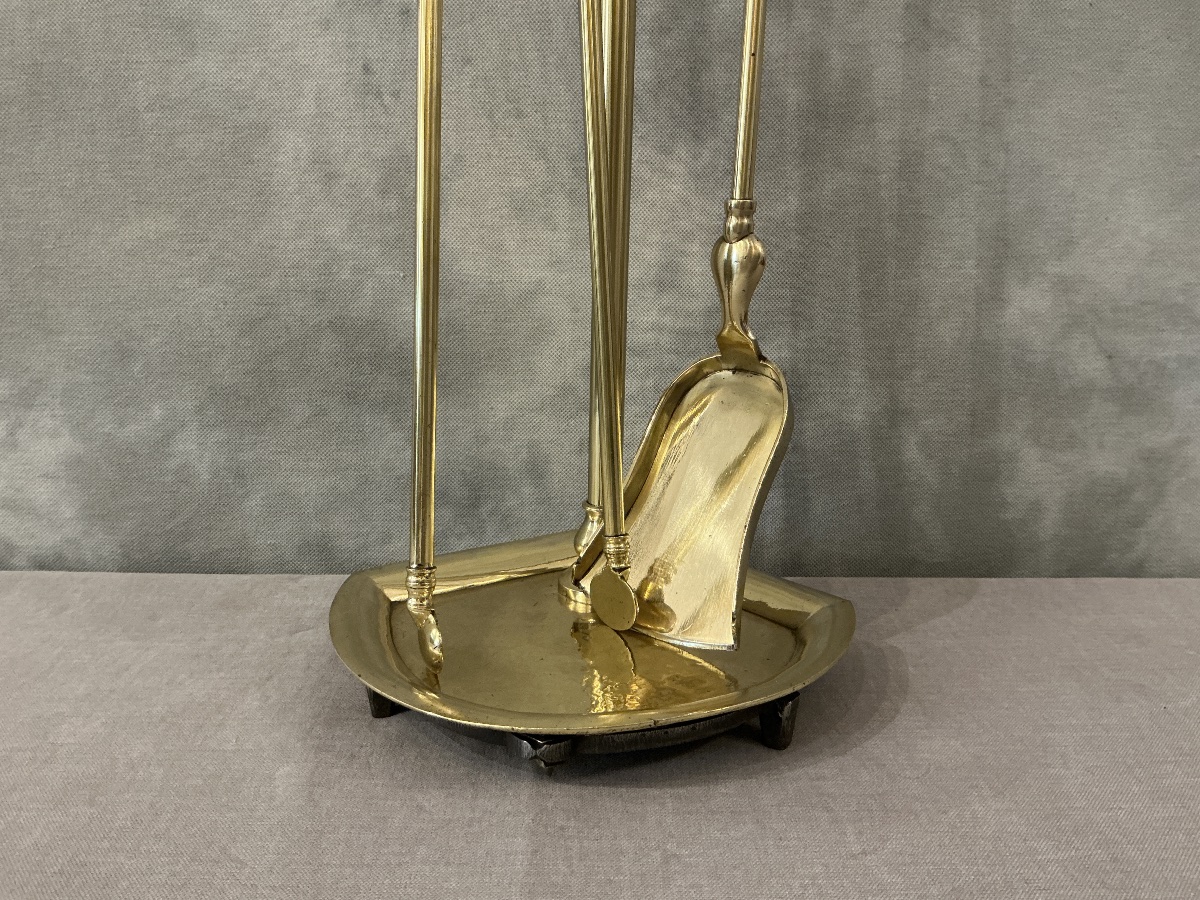 Antique 19th-century Brass Fireplace Set -photo-3