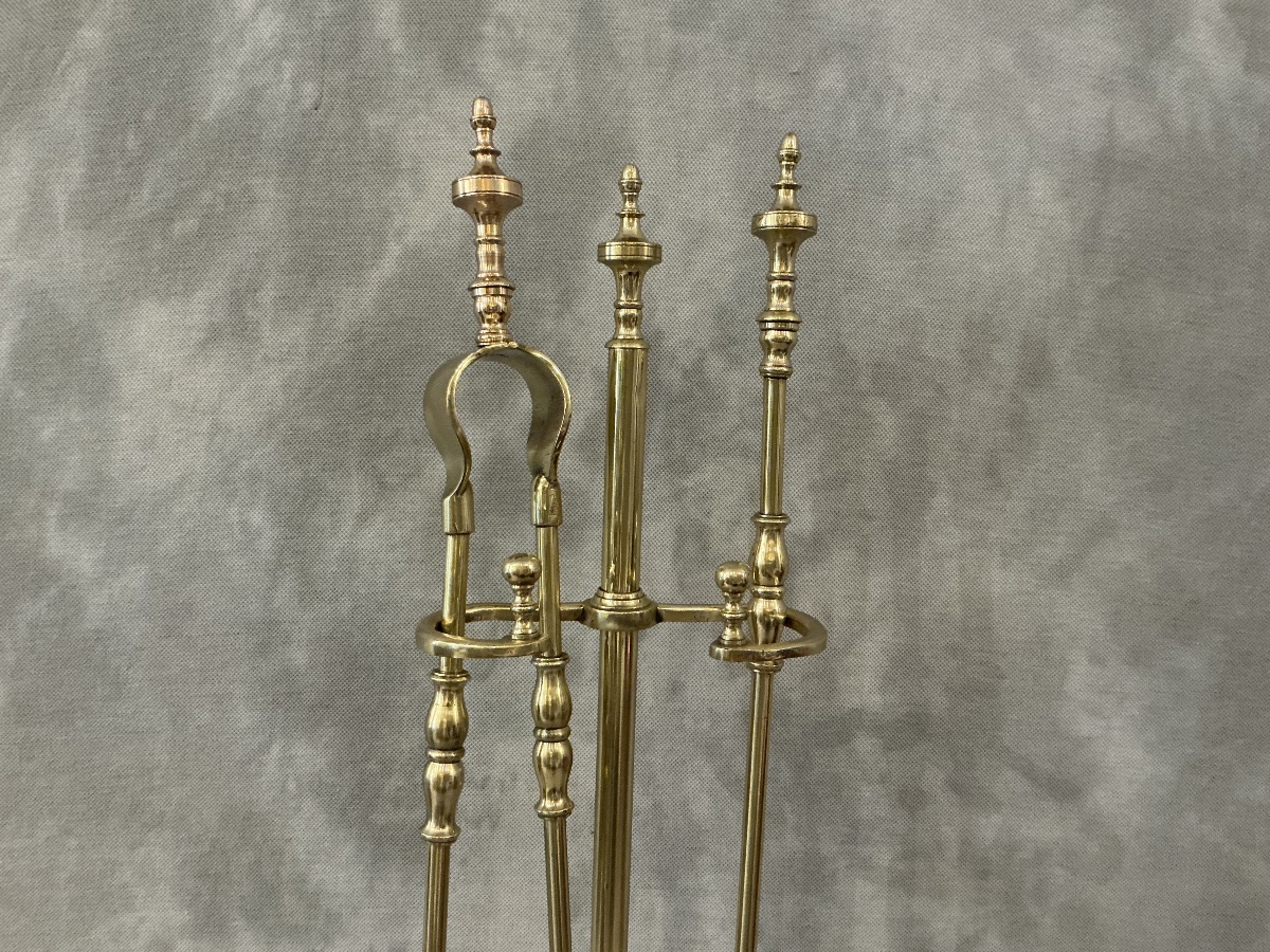 Antique 19th-century Brass Fireplace Set -photo-4