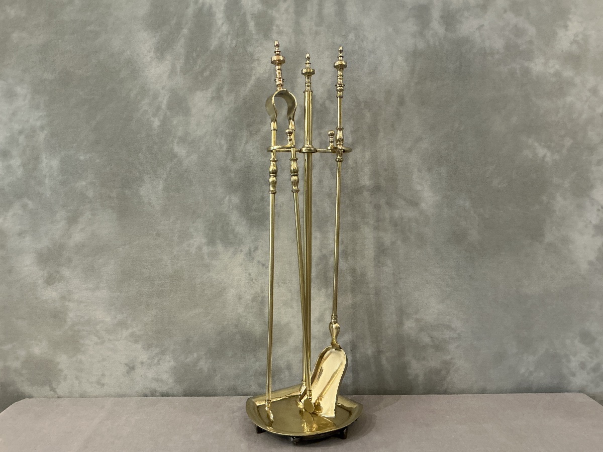 Antique 19th-century Brass Fireplace Set 