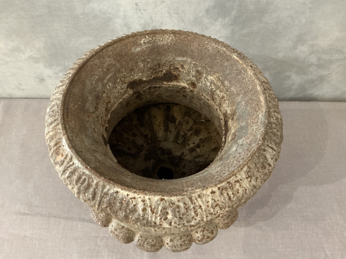 Round Cast-iron Garden Vase From The Late 19th Century -photo-1