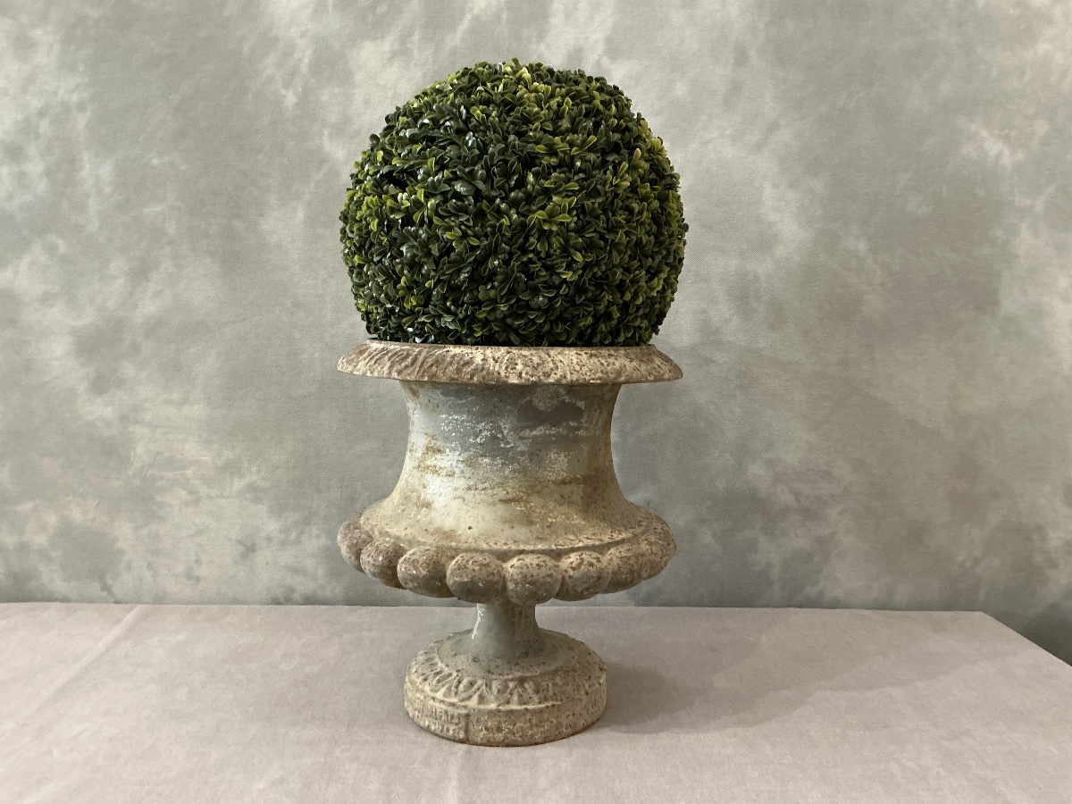 Round Cast-iron Garden Vase From The Late 19th Century 