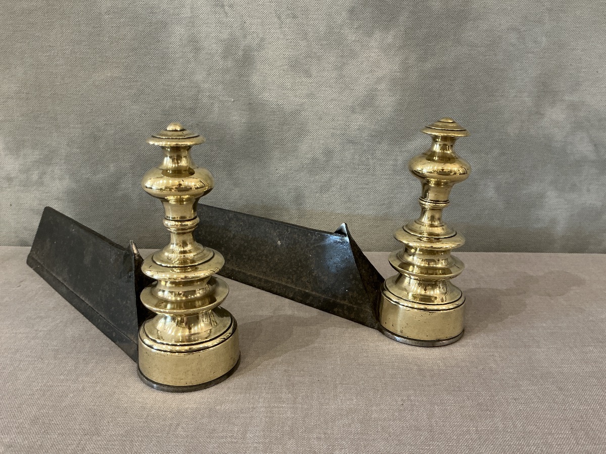 Small Antique Brass Fire Pokers From The 19th-century Louis Philippe Period -photo-3