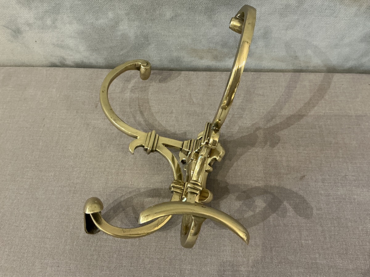 Porte manteaux  double en laiton d’époque 19 ème -photo-4