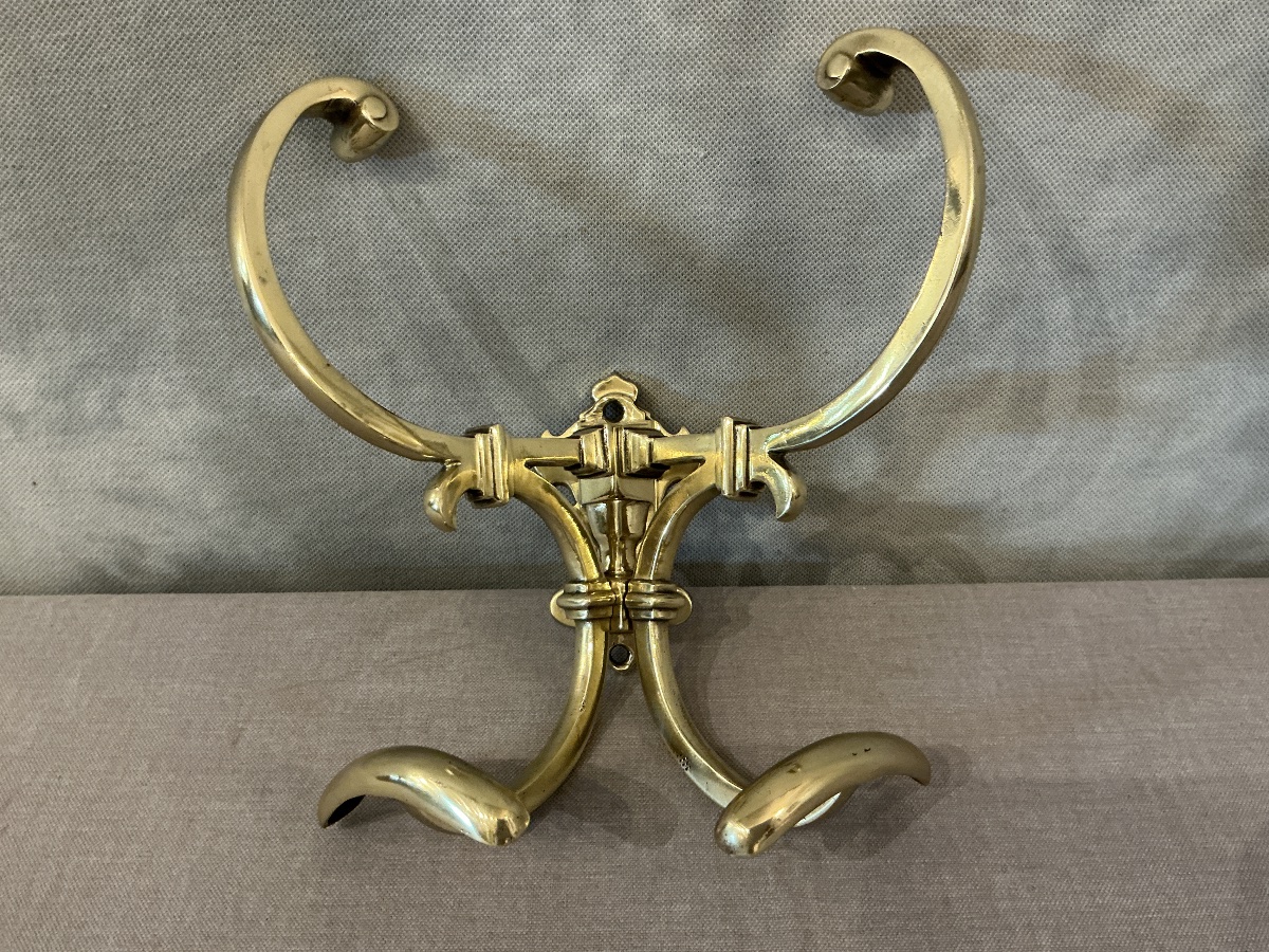 Porte manteaux  double en laiton d’époque 19 ème -photo-1