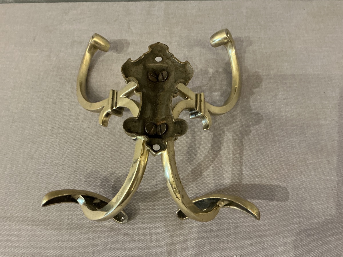 Porte manteaux  double en laiton d’époque 19 ème -photo-2