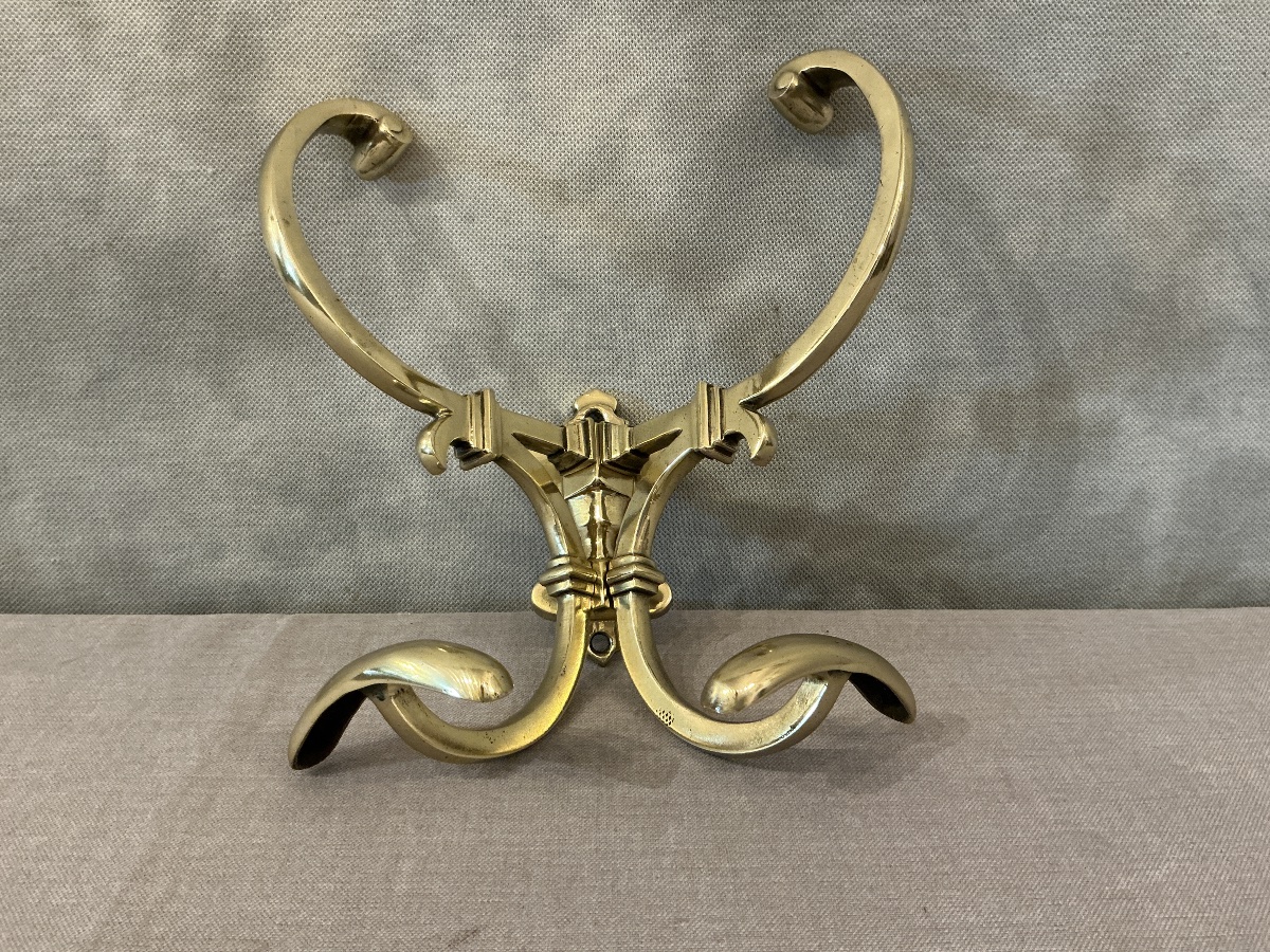 Porte manteaux  double en laiton d’époque 19 ème 