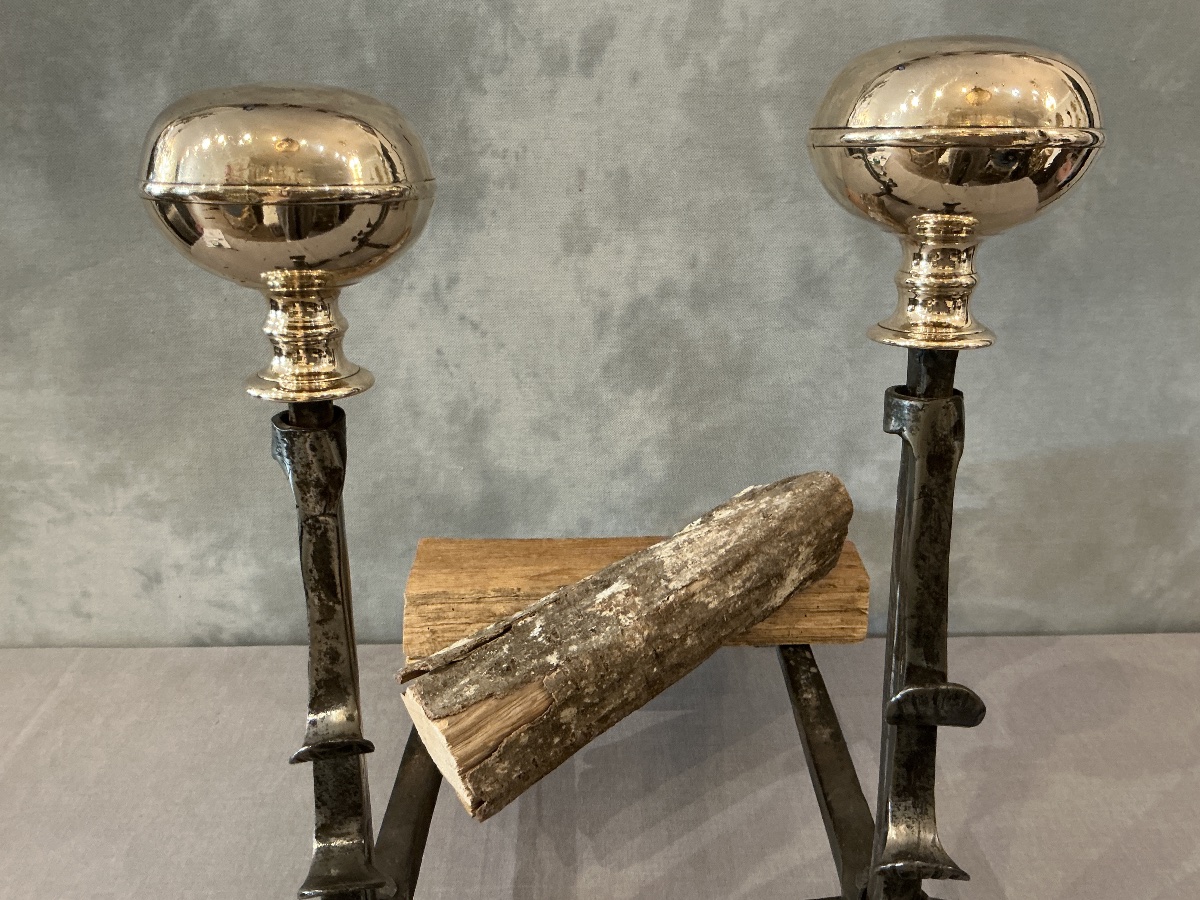 Iron Fire Hooks And A Large Brass Ball From The Early 18th Century -photo-3