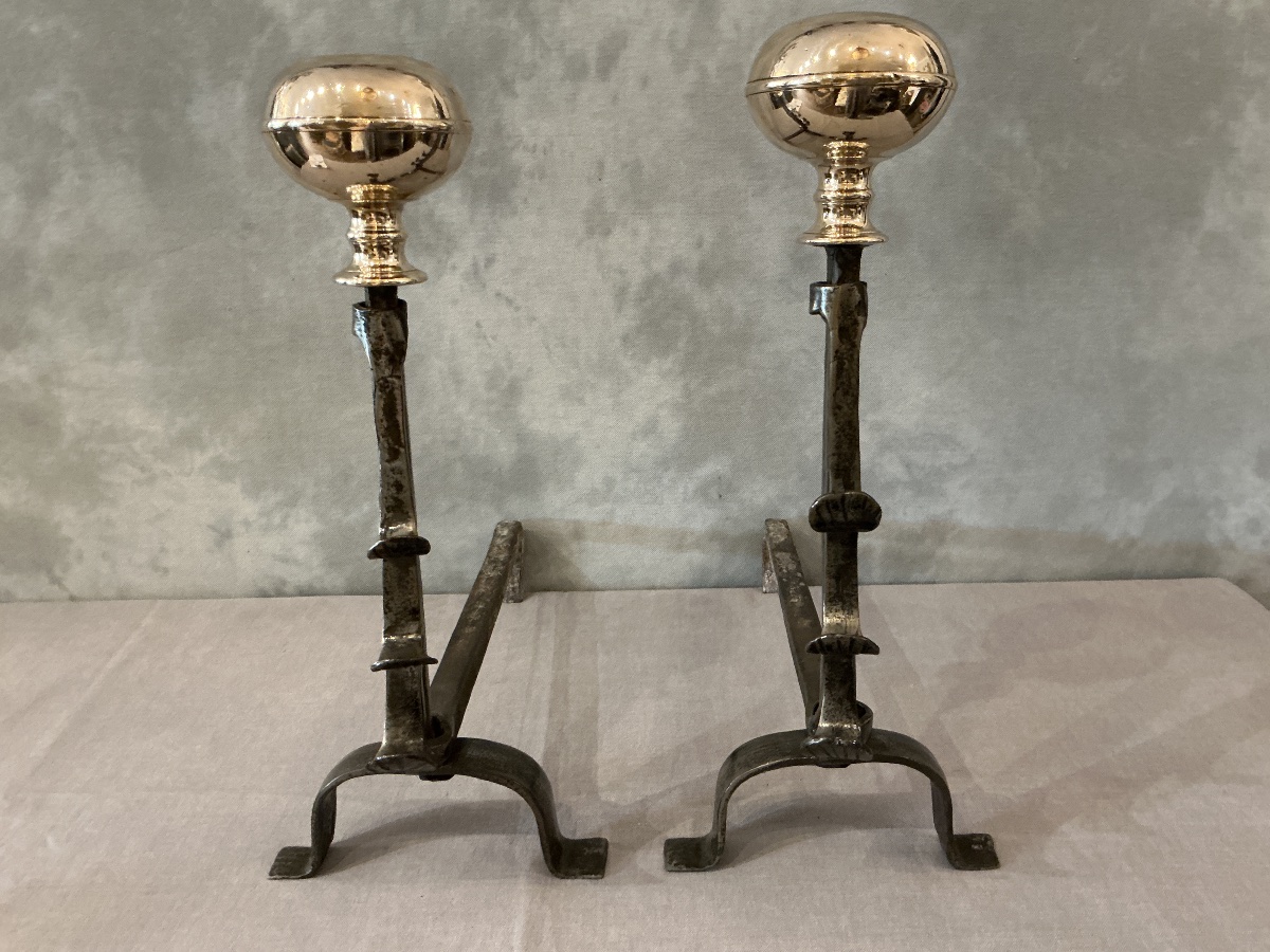 Iron Fire Hooks And A Large Brass Ball From The Early 18th Century -photo-4