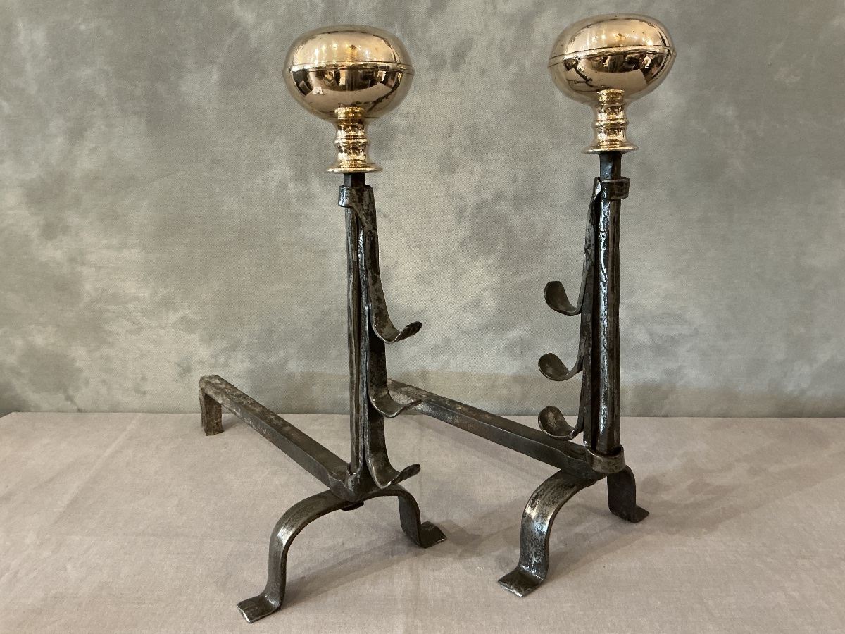 Iron Fire Hooks And A Large Brass Ball From The Early 18th Century -photo-1
