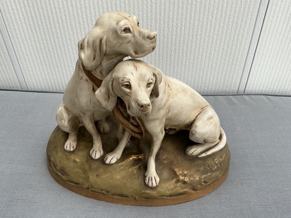 Sujet Chiens en porcelaine Royal Dux d’époque début XX ème -photo-1