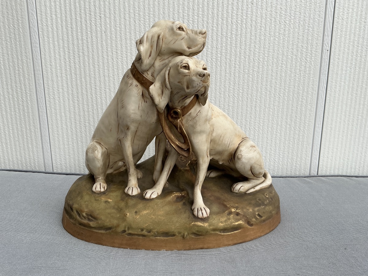 Sujet Chiens en porcelaine Royal Dux d’époque début XX ème 