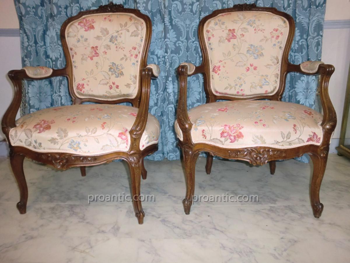 Paire De Fauteuils Louis XV 19ème