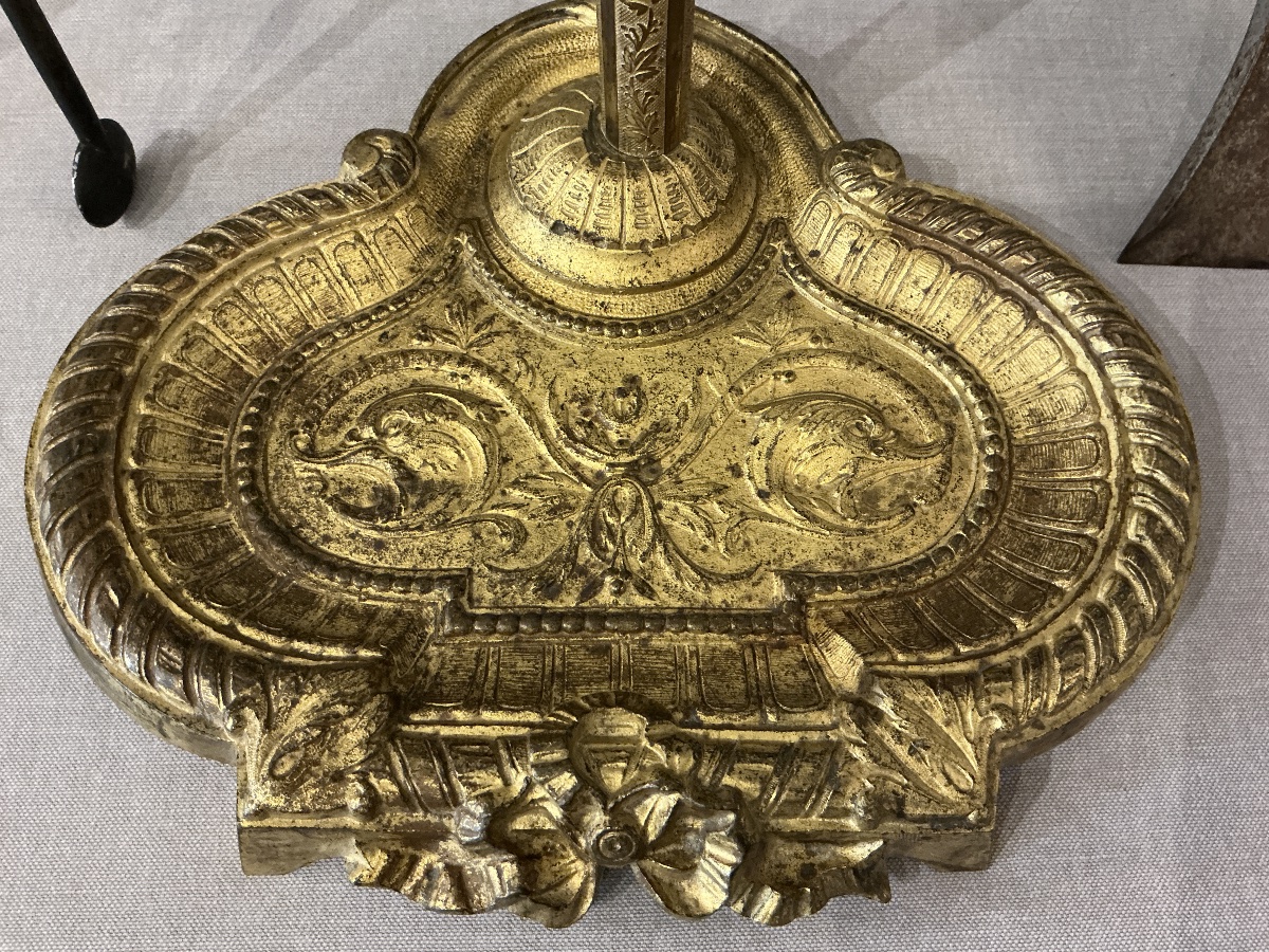 Antique Bronze Fireplace Stand In The Louis XVI Style, Dating From The 19th Century -photo-4