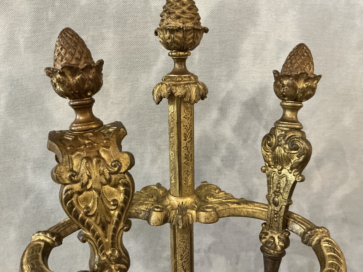 Antique Bronze Fireplace Stand In The Louis XVI Style, Dating From The 19th Century -photo-1