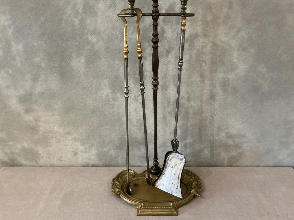 Antique 19th-century Iron And Bronze Fireplace Stand -photo-2