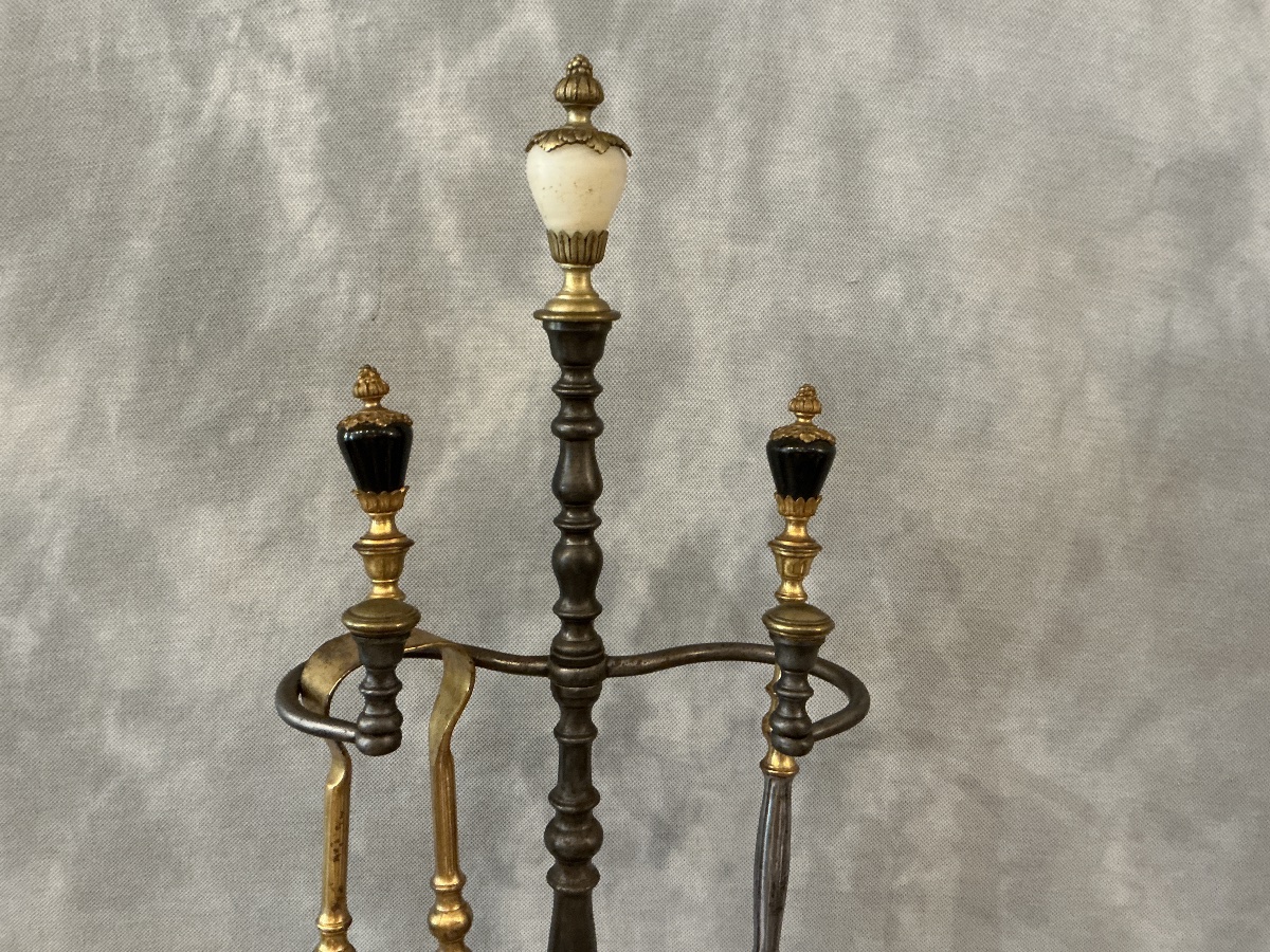 Antique 19th-century Iron And Bronze Fireplace Stand -photo-1