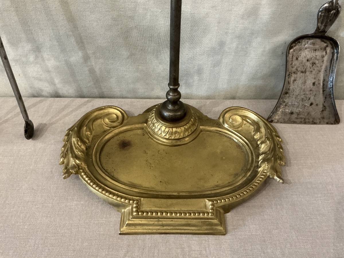 Antique 19th-century Iron And Bronze Fireplace Stand -photo-2