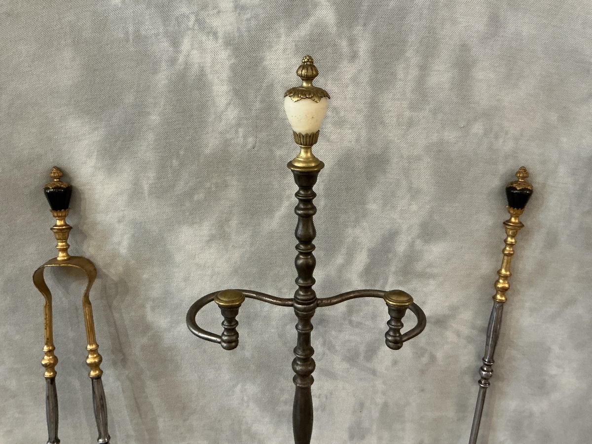 Antique 19th-century Iron And Bronze Fireplace Stand -photo-3