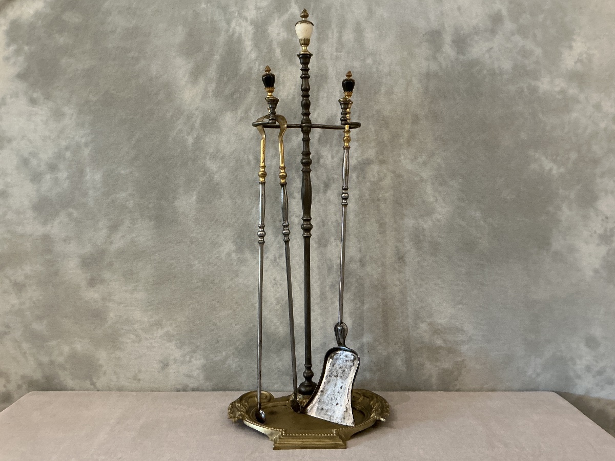 Antique 19th-century Iron And Bronze Fireplace Stand 