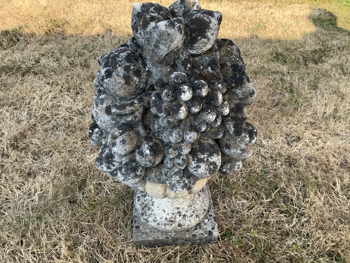 Pair Of Bouquets Made Of Reconstituted Stone, Garden Ornaments, 20th Century -photo-2