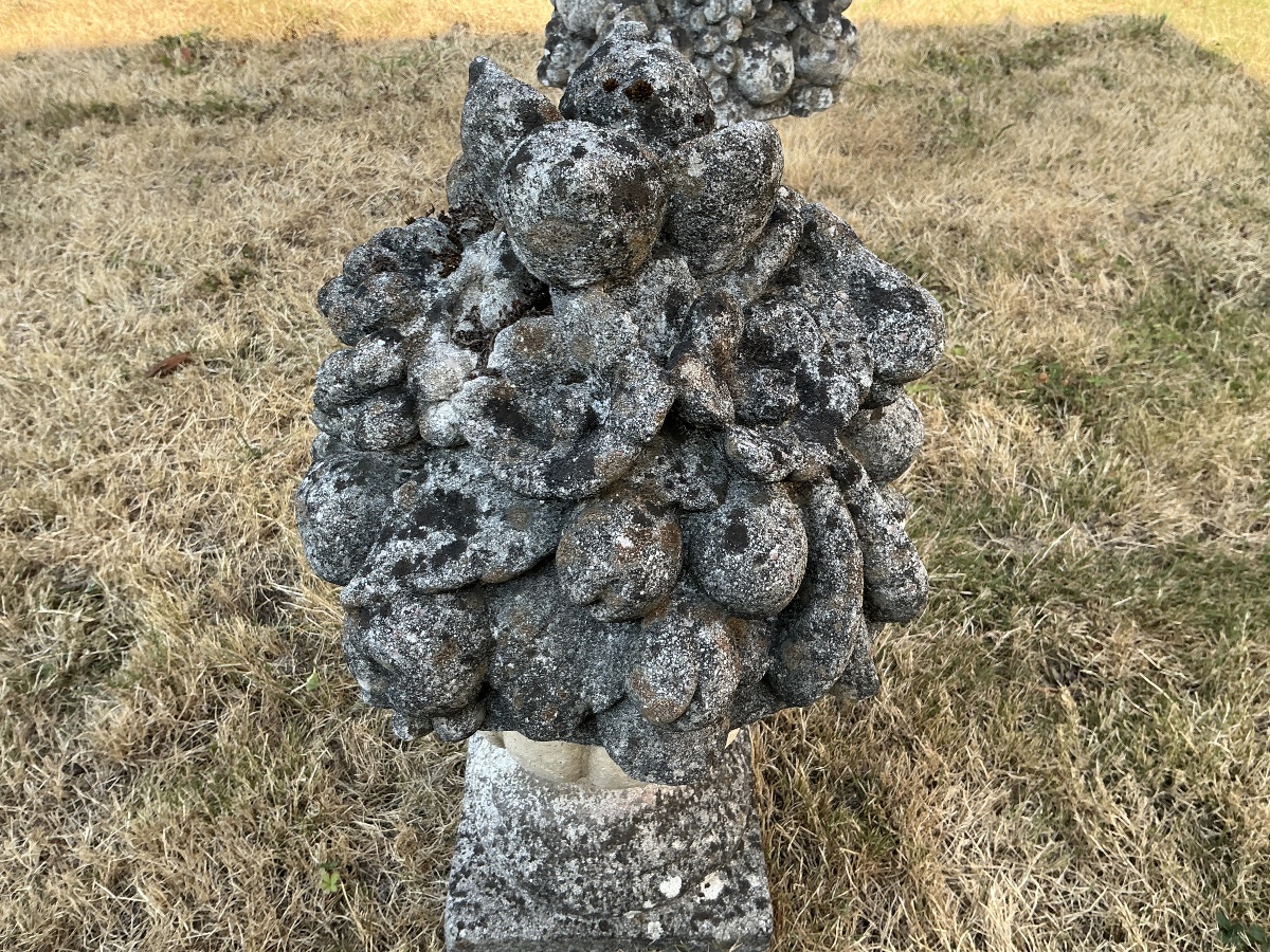 Pair Of Bouquets Made Of Reconstituted Stone, Garden Ornaments, 20th Century -photo-4