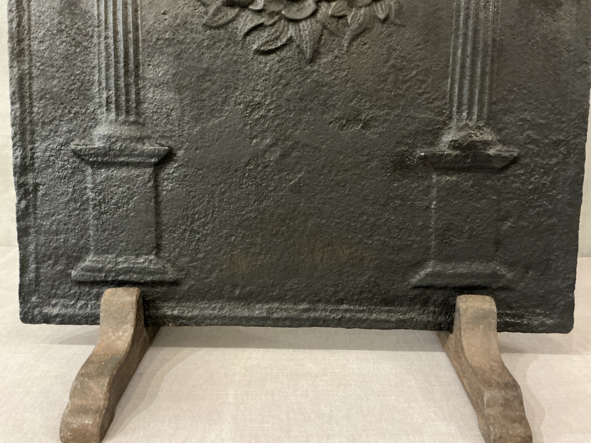 Plaque de cheminée ancienne en fonte d’époque 18 ème -photo-3