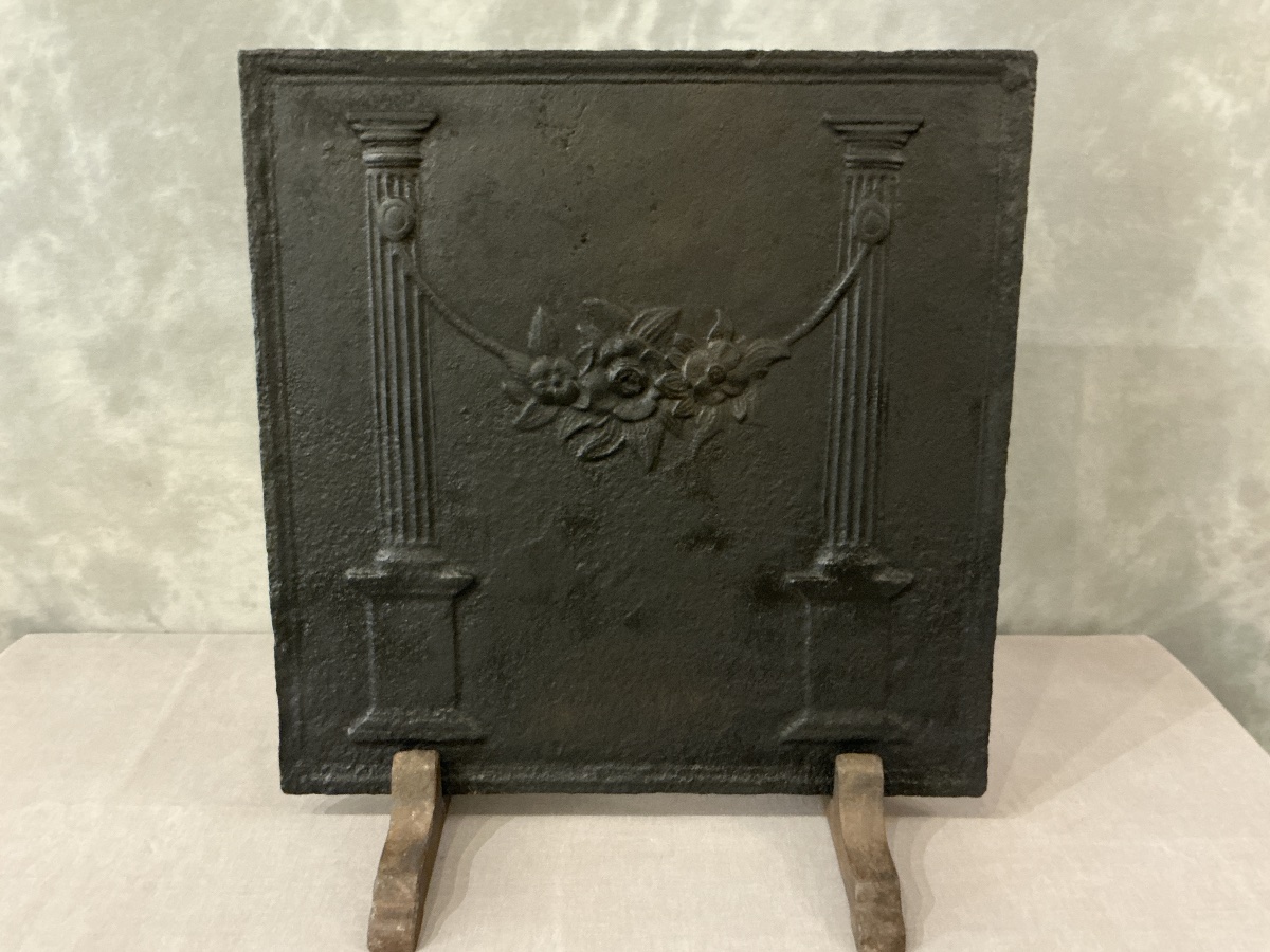 Plaque de cheminée ancienne en fonte d’époque 18 ème -photo-4