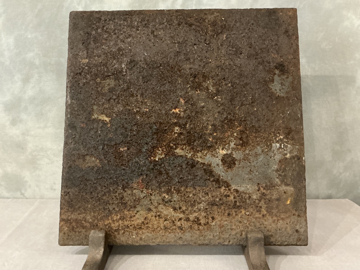 Plaque de cheminée ancienne en fonte d’époque 18 ème -photo-2