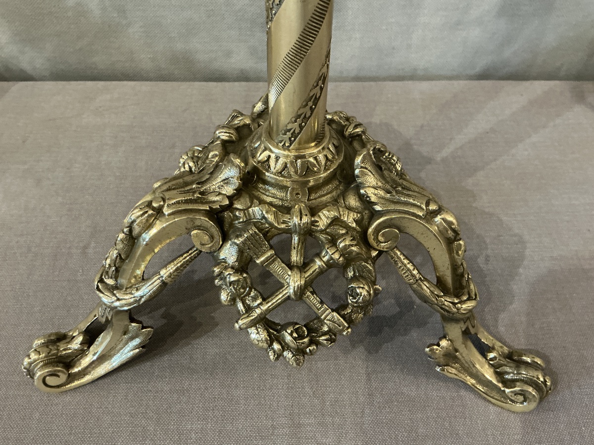 Serviteur de cheminée ancien comprenant 5 pièces de style Louis XVI d’époque 19 ème-photo-2