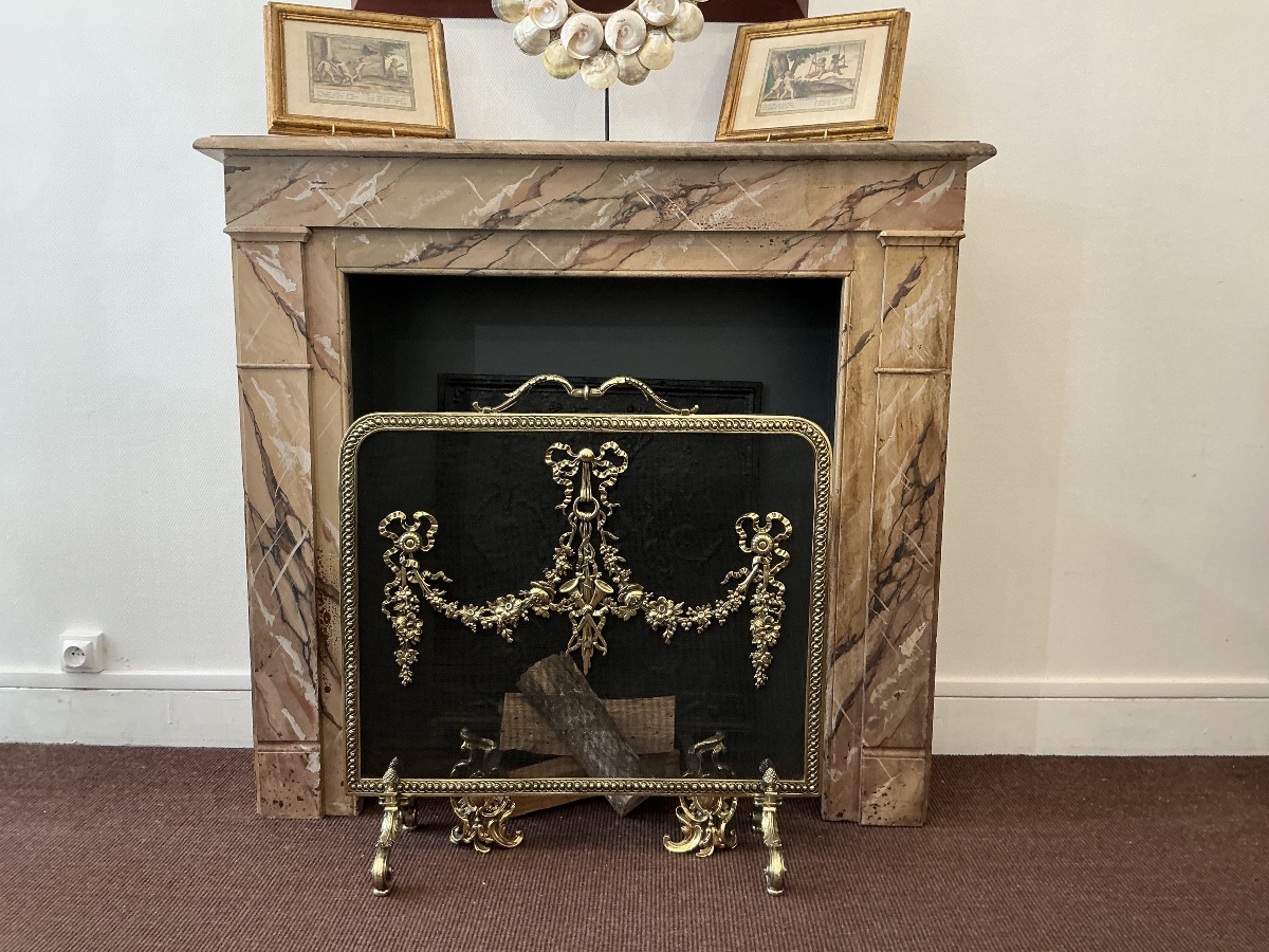Decorative Painted Wooden Mantelpiece, Late 19th Century -photo-3