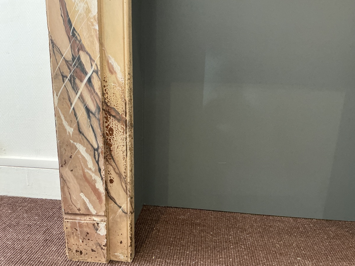Decorative Painted Wooden Mantelpiece, Late 19th Century -photo-6