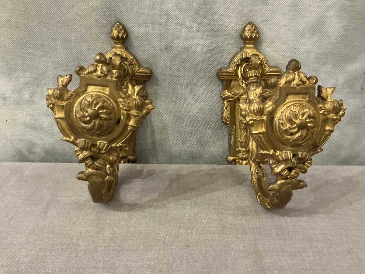 Pair Of 19th-century Gilded Bronze Door Handles In The Louis XVI Style -photo-2