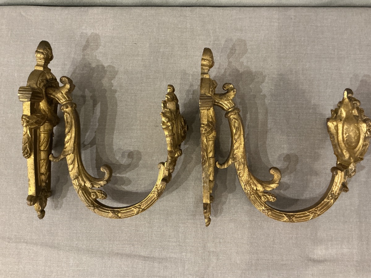 Pair Of 19th-century Gilded Bronze Door Handles In The Louis XVI Style -photo-3