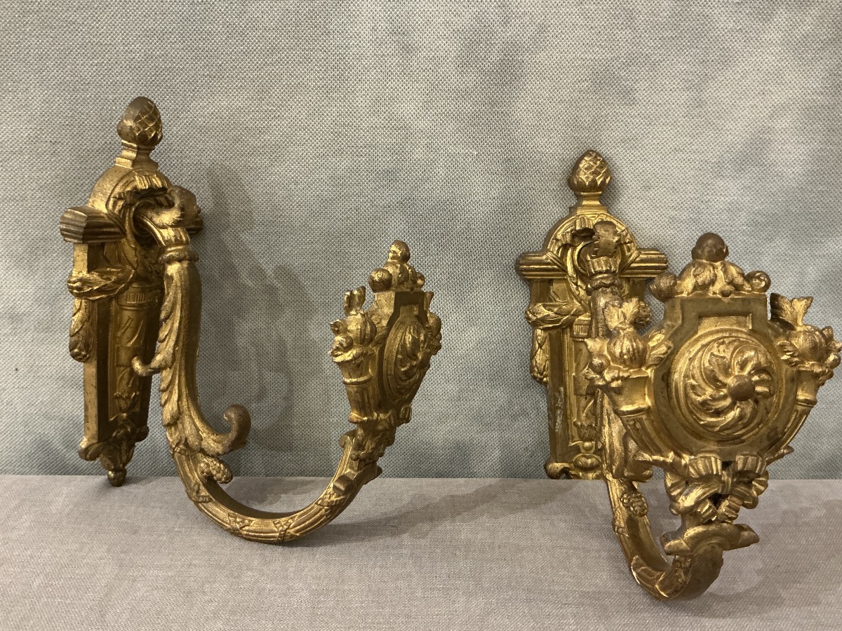 Pair Of 19th-century Gilded Bronze Door Handles In The Louis XVI Style -photo-4