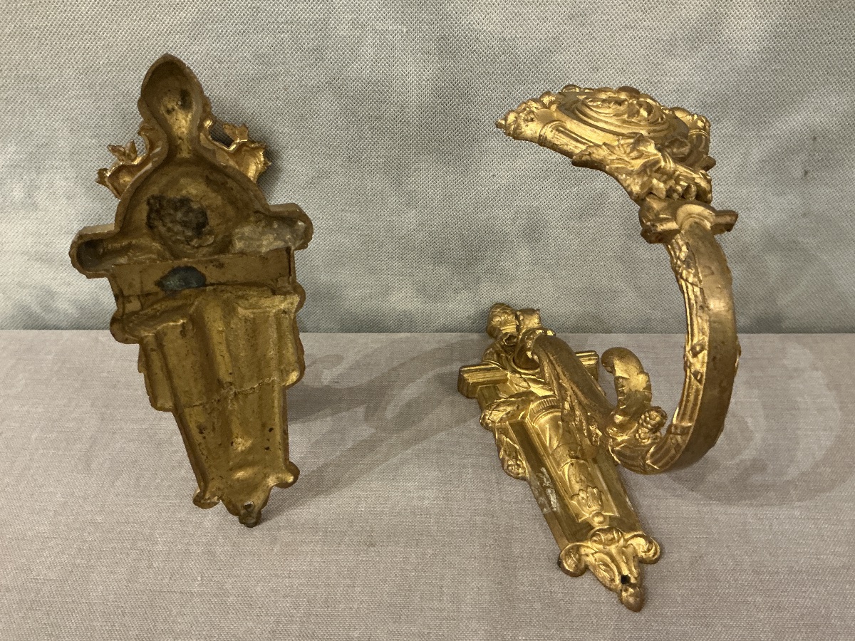 Pair Of 19th-century Gilded Bronze Door Handles In The Louis XVI Style -photo-1
