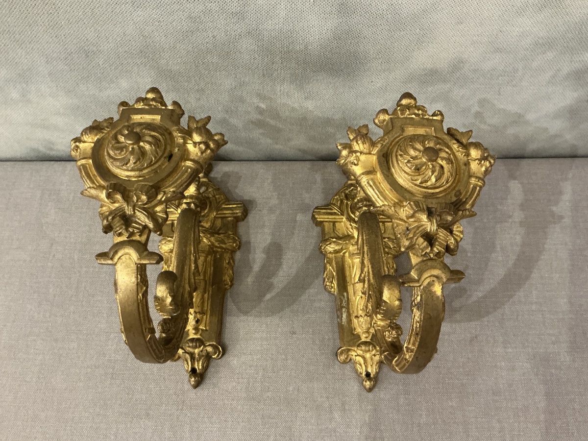 Pair Of 19th-century Gilded Bronze Door Handles In The Louis XVI Style 