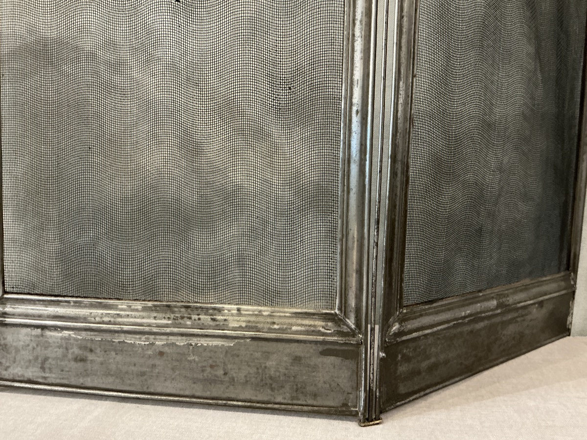 Antique 19th-century Polished Iron Fireplace Screen -photo-4