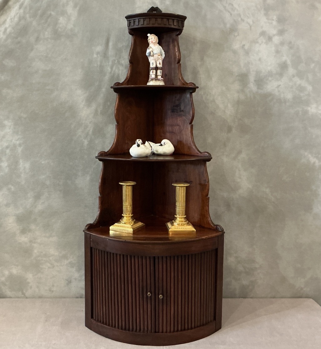 19th-century Mahogany Wall Corner Cabinet