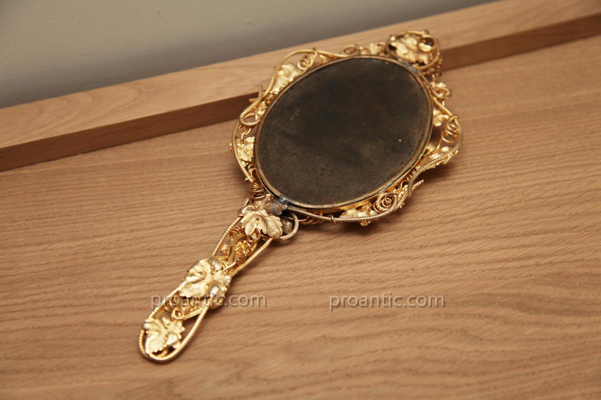 Beautiful Mirror Travel Gilded 19th Time-photo-4