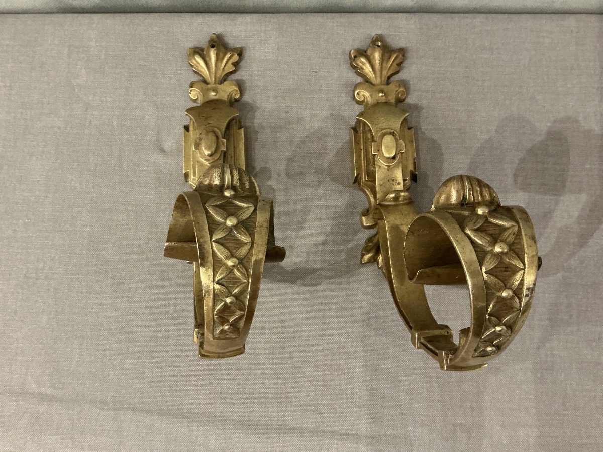 Pair Of 19th-century Matte Bronze Door Handles -photo-3