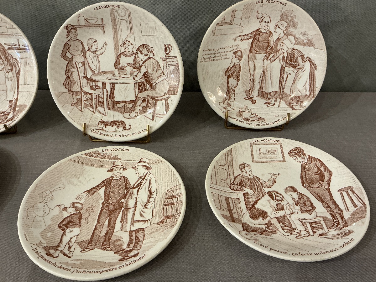 Lot de 6 assiettes en faïence de Sarreguemines d’époque 19 ème -photo-3