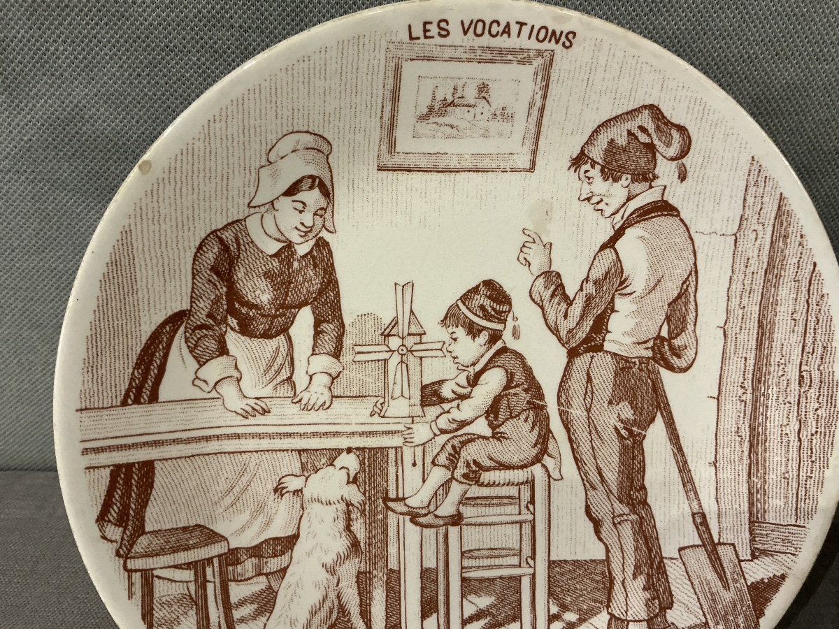 Lot de 6 assiettes en faïence de Sarreguemines d’époque 19 ème -photo-2