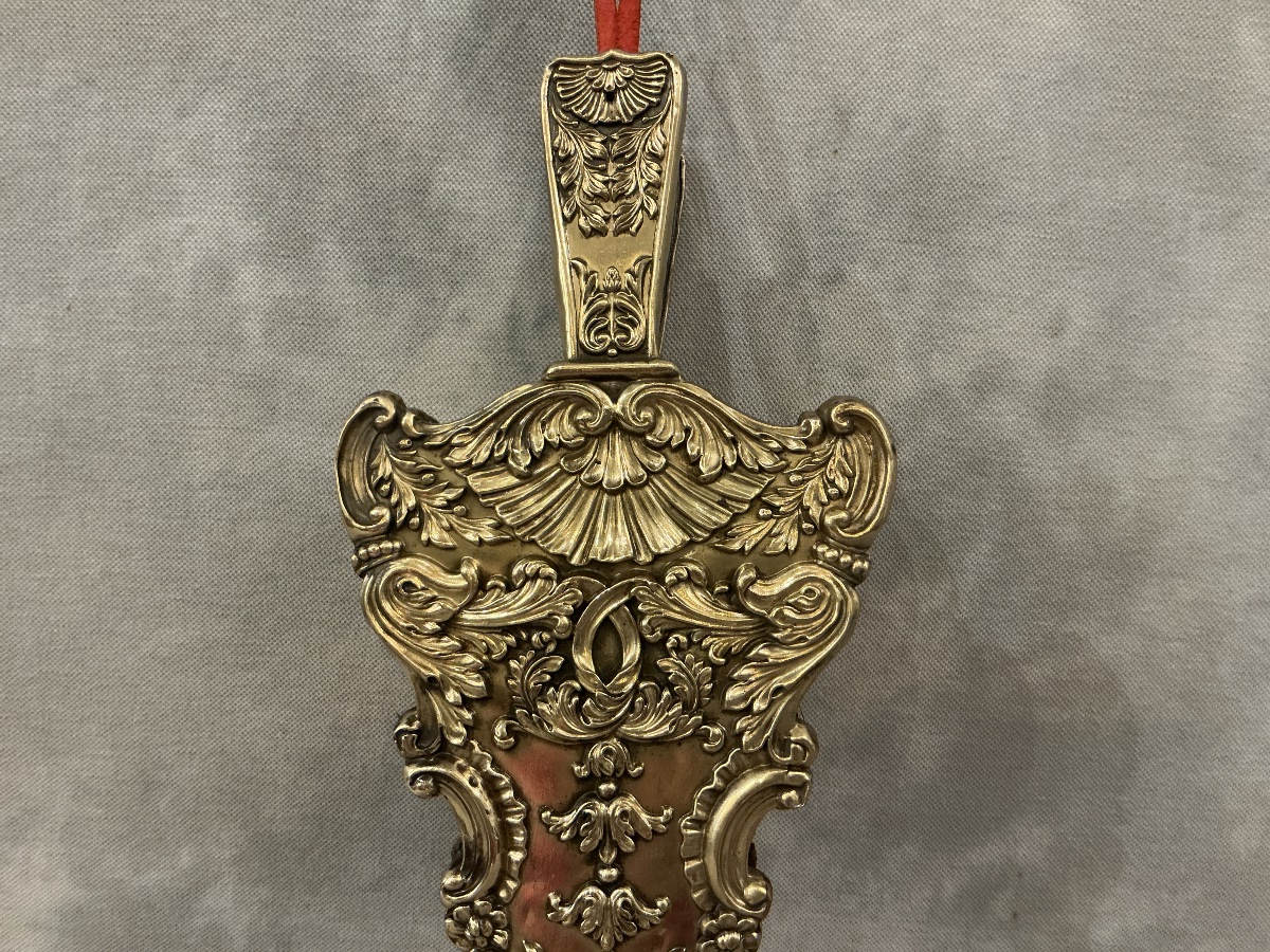 Soufflet de cheminée ancien en laiton poli d’époque  début 19 ème. -photo-2